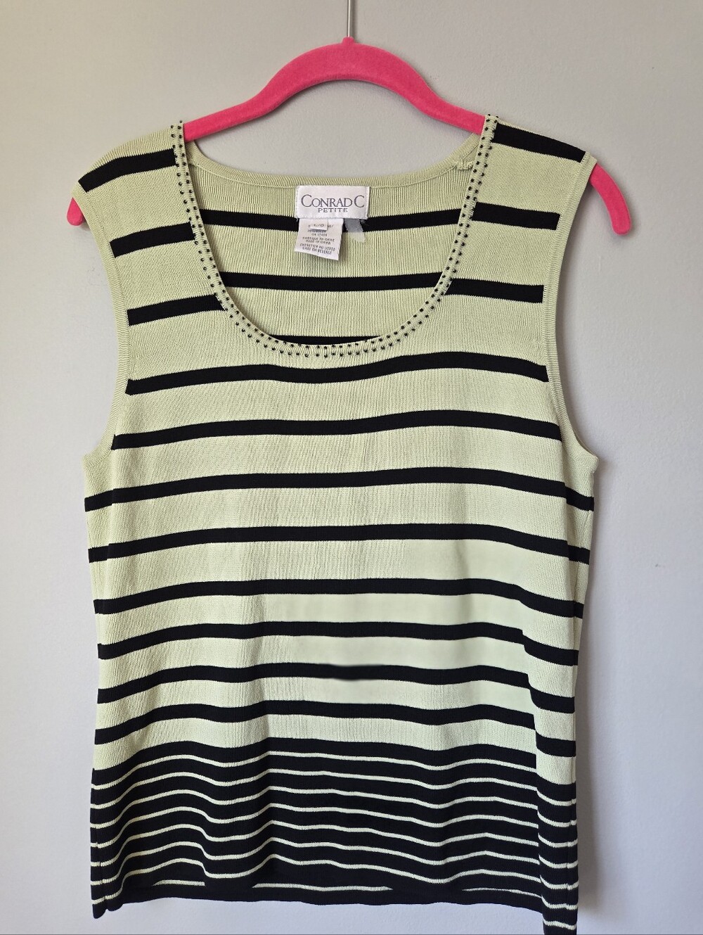 Light Green & Black Striped Sleeveless Tank